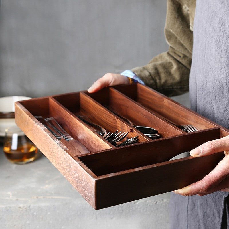 Boîte de stockage des couverts de l'Ouest de la noix noire