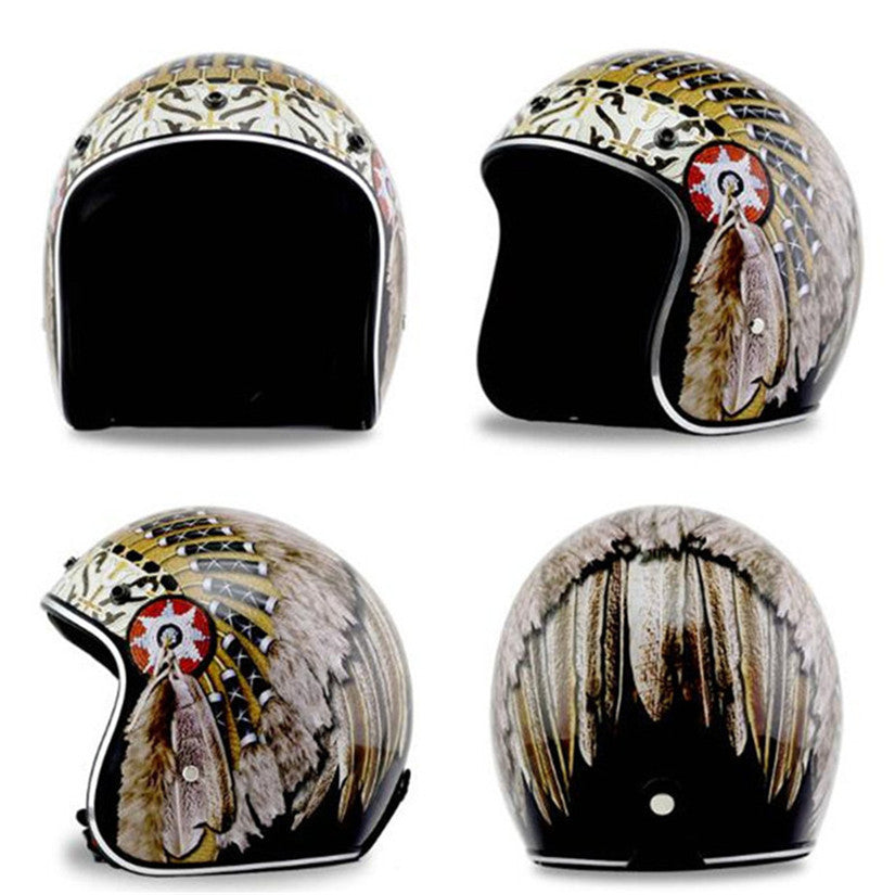 Personnalité Pattern Demi Casque Rétro Casque Batterie Voiture électrique Casque Hommes et Femmes Dou