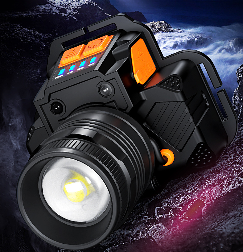 L2 Lumière forte Zoom phare USB charge Induction LED lampe de poche de nuit