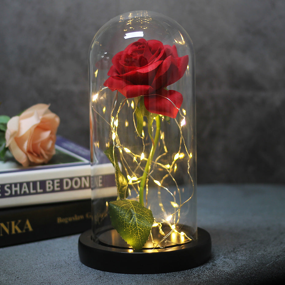 Fête des Mères Mariage Préférés Demoiselle d'honneur Cadeau Simulation Immortelle Couverture en verre rose Lumineux L