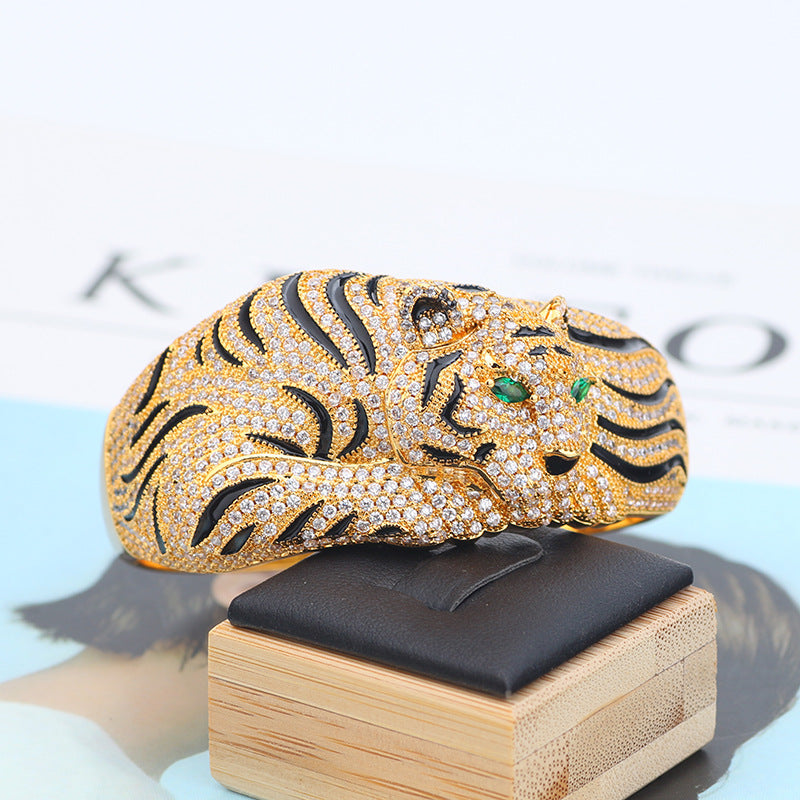 Fashion Big Leopard Full Strass Bracelet Bague Set
