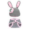 Vêtements de photographie faits à la main Lapin gris Lapin blanc Bow Lapin gros oreilles Laine lapin costume