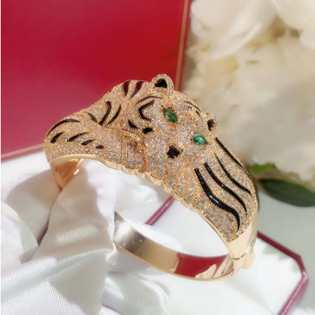 Fashion Big Leopard Full Strass Bracelet Bague Set