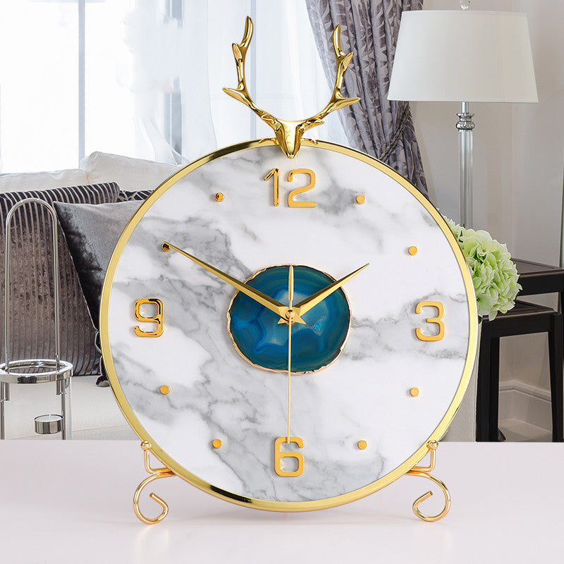 Modern Minimalist Salon Bureau Décoration Ornements Agate Créative Mute Horloge