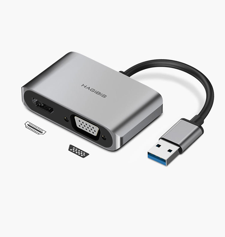 Hagibis USB 3.0 à compatible HDMI Adaptateur VGA 4K HD Multi-Affichage 2in1 USB à HDMI-compat