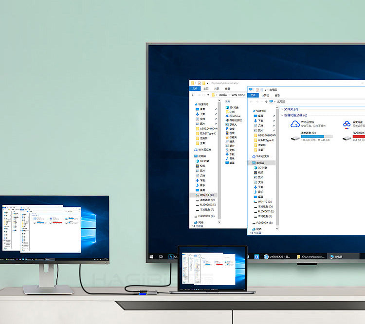 Hagibis USB 3.0 à compatible HDMI Adaptateur VGA 4K HD Multi-Affichage 2in1 USB à HDMI-compat