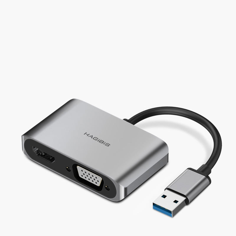 Hagibis USB 3.0 à compatible HDMI Adaptateur VGA 4K HD Multi-Affichage 2in1 USB à HDMI-compat
