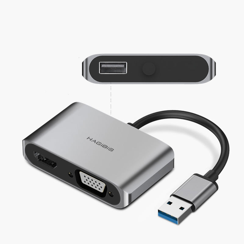 Hagibis USB 3.0 à compatible HDMI Adaptateur VGA 4K HD Multi-Affichage 2in1 USB à HDMI-compat