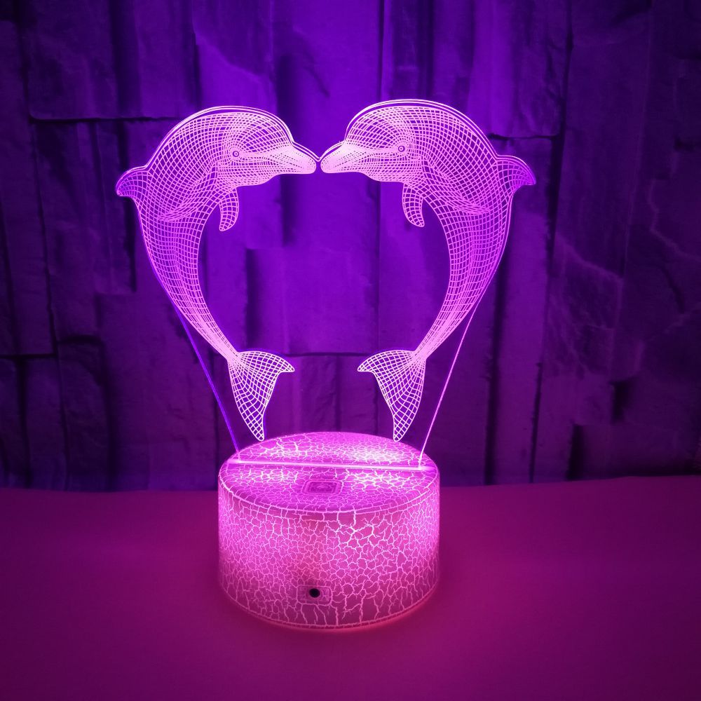 Boutique personnalisé boîte cadeau avec coloré 3D lumière dauphin 3D lumière IllusionLight LED Ligh