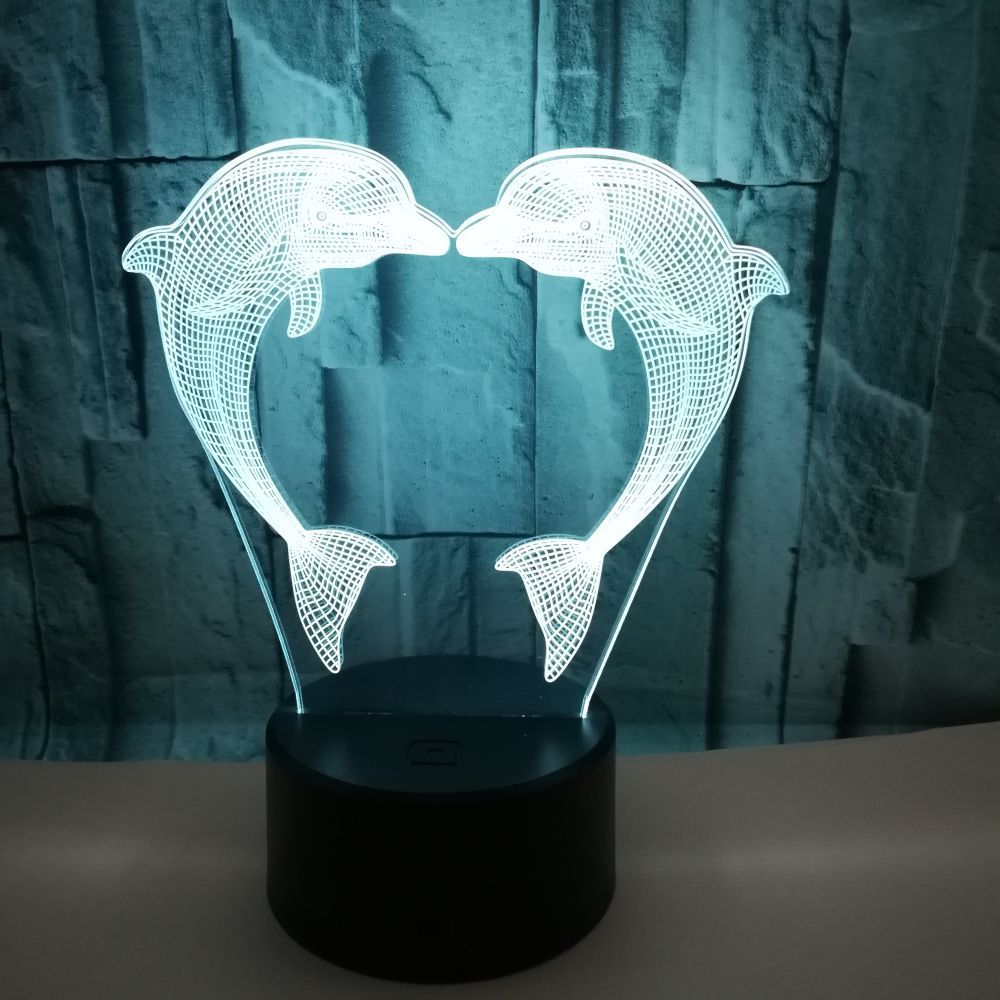 Boutique personnalisé boîte cadeau avec coloré 3D lumière dauphin 3D lumière IllusionLight LED Ligh