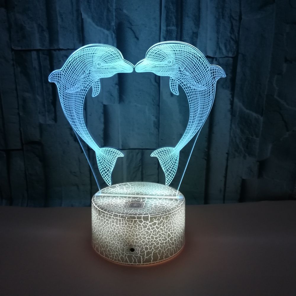 Boutique personnalisé boîte cadeau avec coloré 3D lumière dauphin 3D lumière IllusionLight LED Ligh
