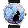 Mignon petit chat frais modèle Quartz montre en cuir Étudiante montre couple