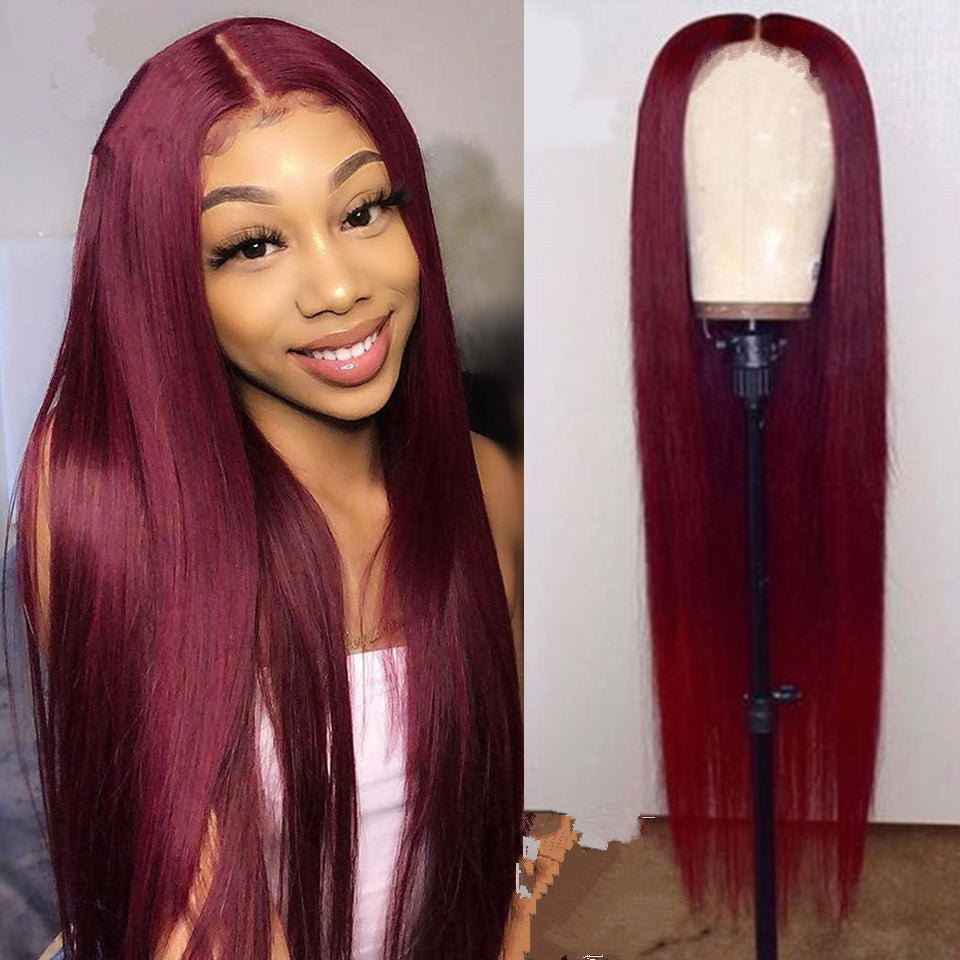 Couleur solide Perruque à cheveux longs Européen et américain Femmes mi-longueur cheveux bouclés