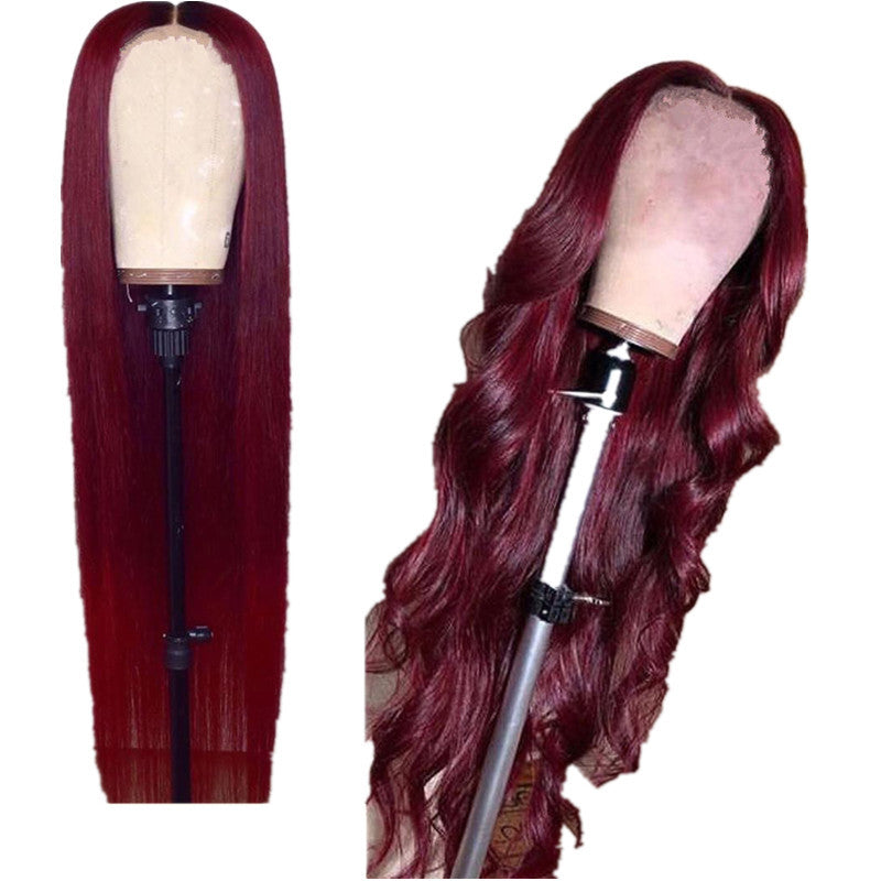 Couleur solide Perruque à cheveux longs Européen et américain Femmes mi-longueur cheveux bouclés