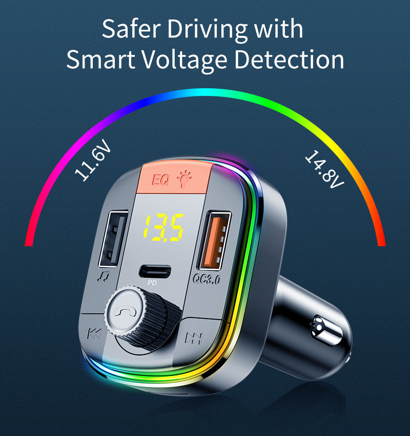 Voiture MP3 Bluetooth lecteur PD QC3.0 Chargeur de voiture rapide