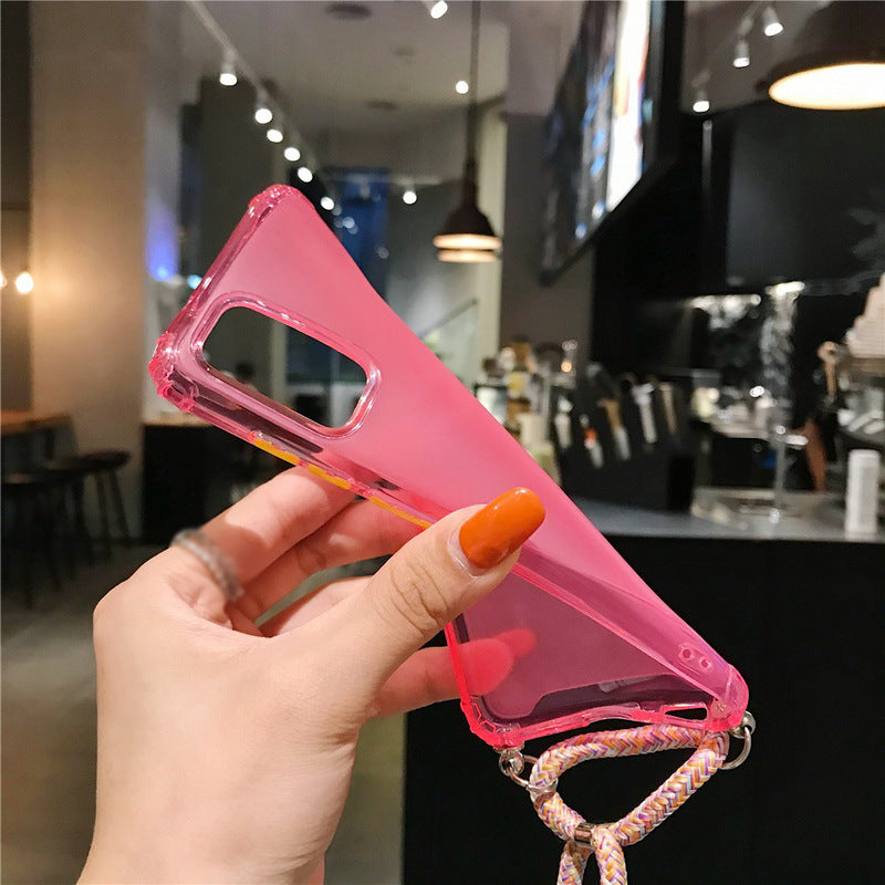 Samsung S20ultra Pure Color Lanyard Phone Case A51A70 Silicone anti-drop S10e Couverture