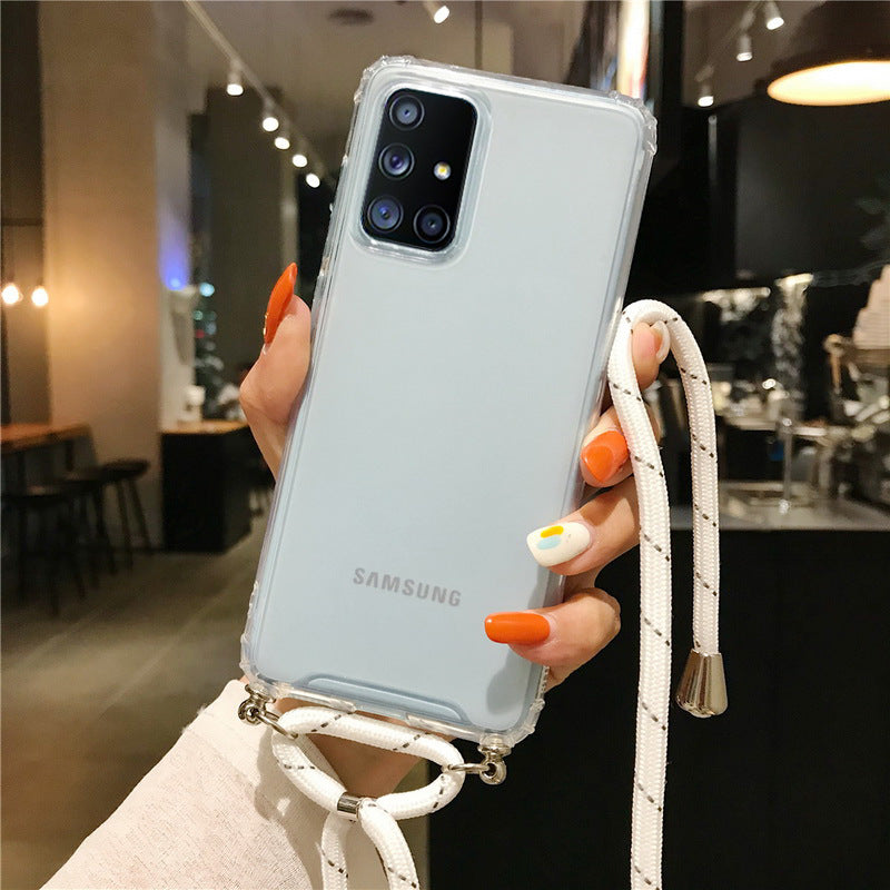 Samsung S20ultra Pure Color Lanyard Phone Case A51A70 Silicone anti-drop S10e Couverture