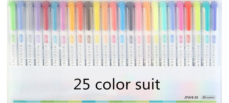 25 Couleurs Double Tête Highlighter Pen Mildliner Couleurs Fluorescent Highlighters Marqueur d'art