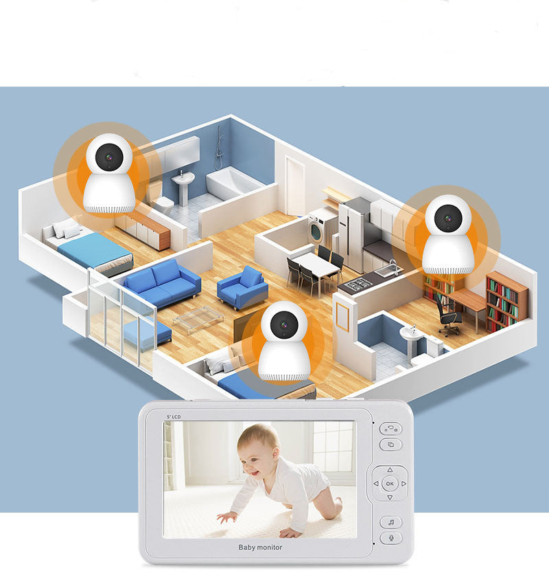 5 pouces grand écran Baby Monitor Baby Monitor Home 1080 P Dispositif de soins pour bébés haute définition