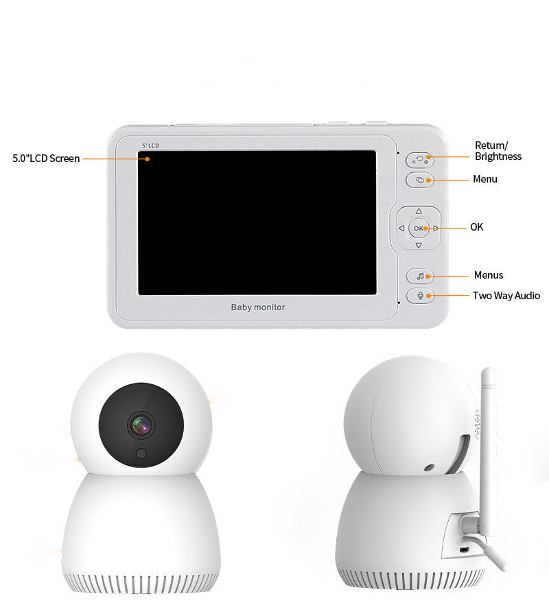 5 pouces grand écran Baby Monitor Baby Monitor Home 1080 P Dispositif de soins pour bébés haute définition