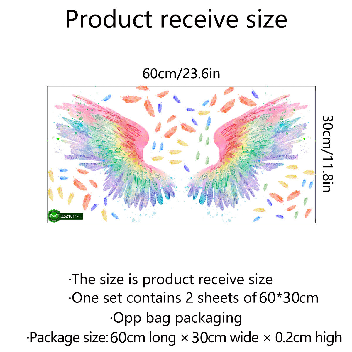 Couleur colorée Angel Wings Net Red Wall Stickers Ins Wind Photo Wall Décoration