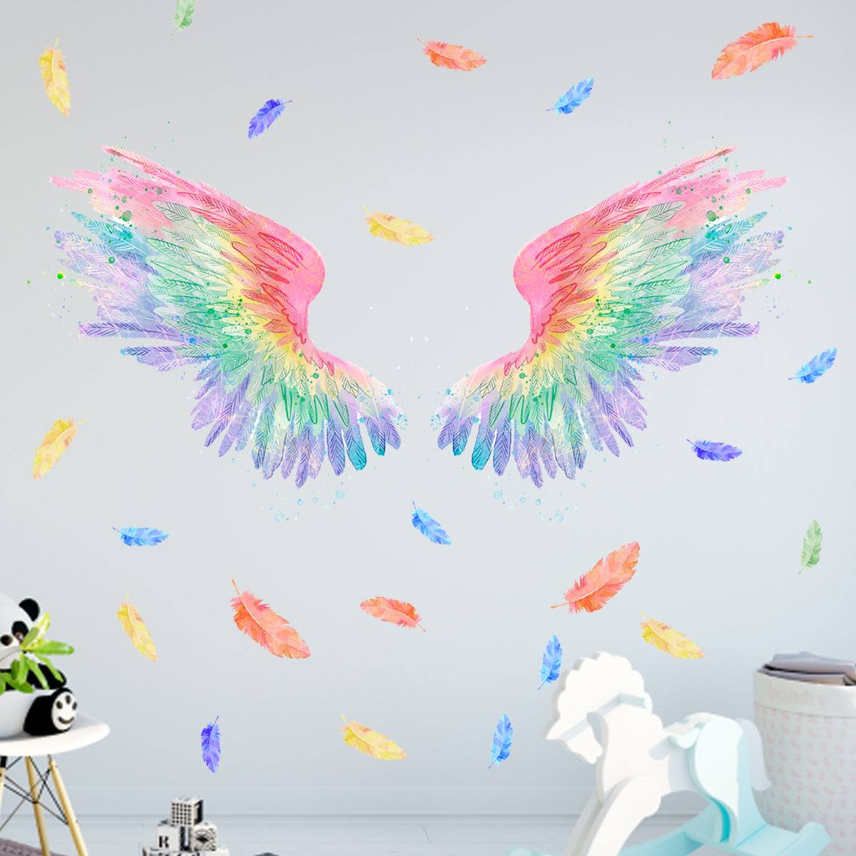 Couleur colorée Angel Wings Net Red Wall Stickers Ins Wind Photo Wall Décoration
