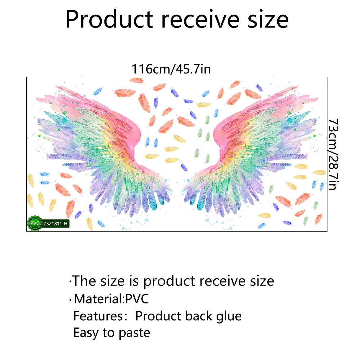 Couleur colorée Angel Wings Net Red Wall Stickers Ins Wind Photo Wall Décoration