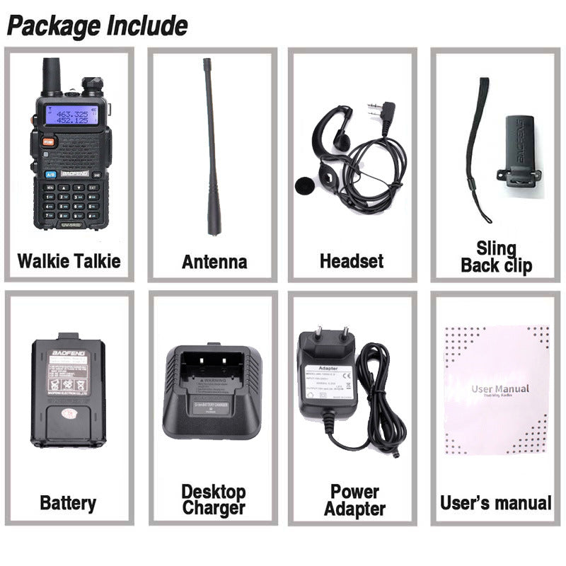 Baofeng Uv-5R Trois segments Walkie Talkie Vhf 220-226Mhz Fréquence Uhf Double Antenne Walkie