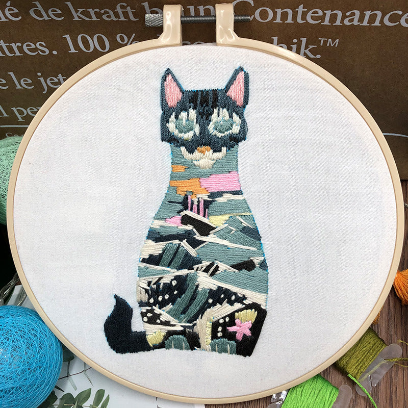 Original- Cat Diy handmade Creative Novice Débutant Broderie européenne à trois dimensions
