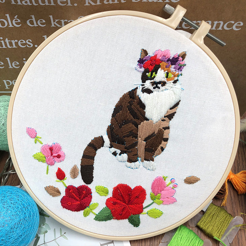Original- Cat Diy handmade Creative Novice Débutant Broderie européenne à trois dimensions