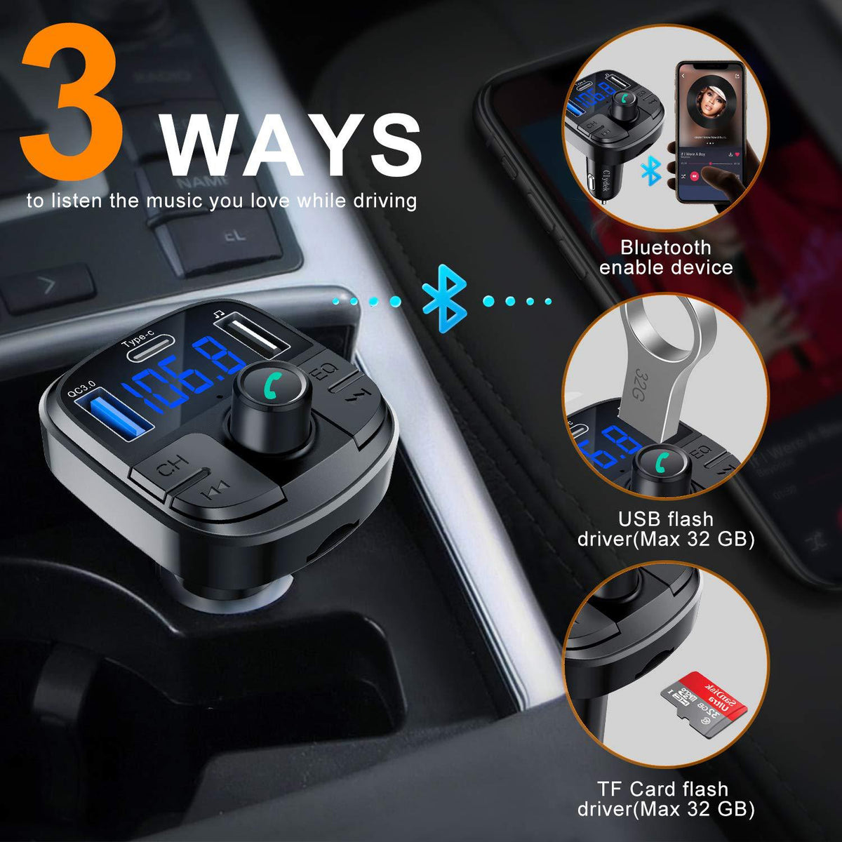 Chargeur de lecteur Bluetooth Mp3 de voiture