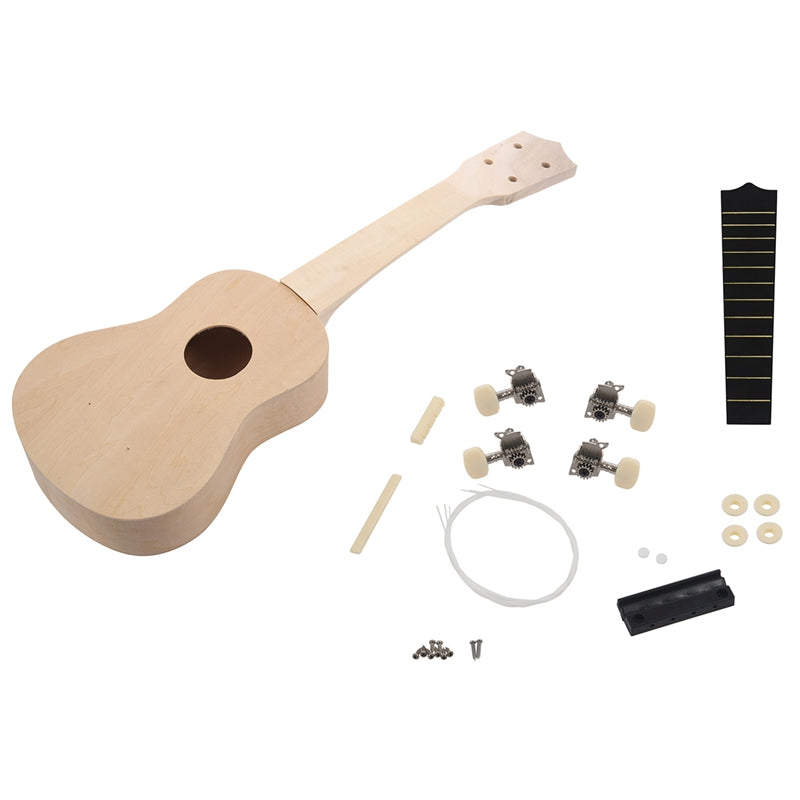 21 pouces blanc en bois Ukulele Soprano Hawaiian Guitar Uke Kit Instrument de musique DIY