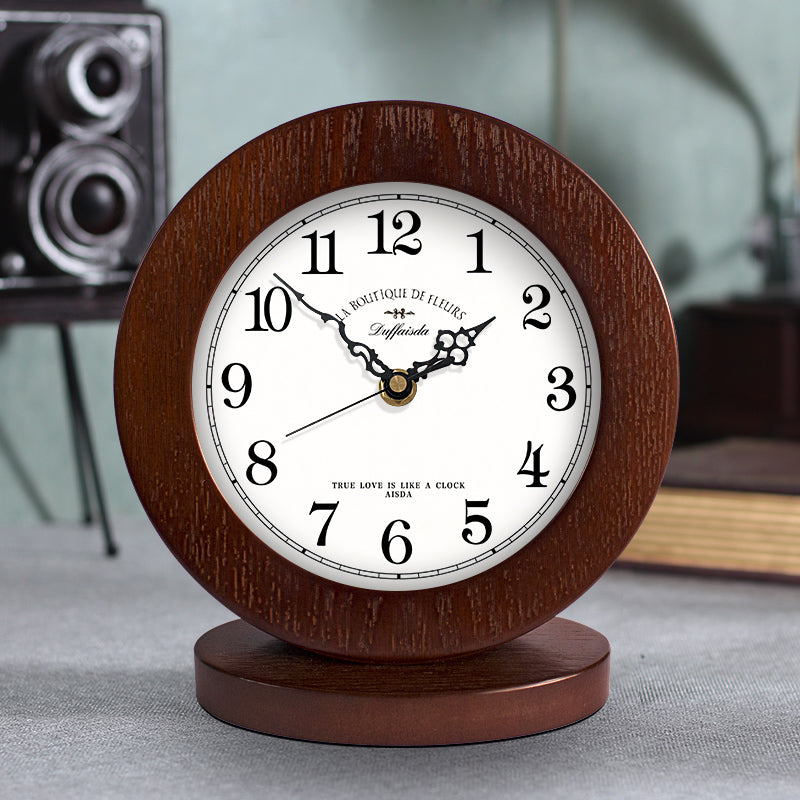 Salon American simple horloge en bois horloge de table Mute Chambre moderne horloge de table
