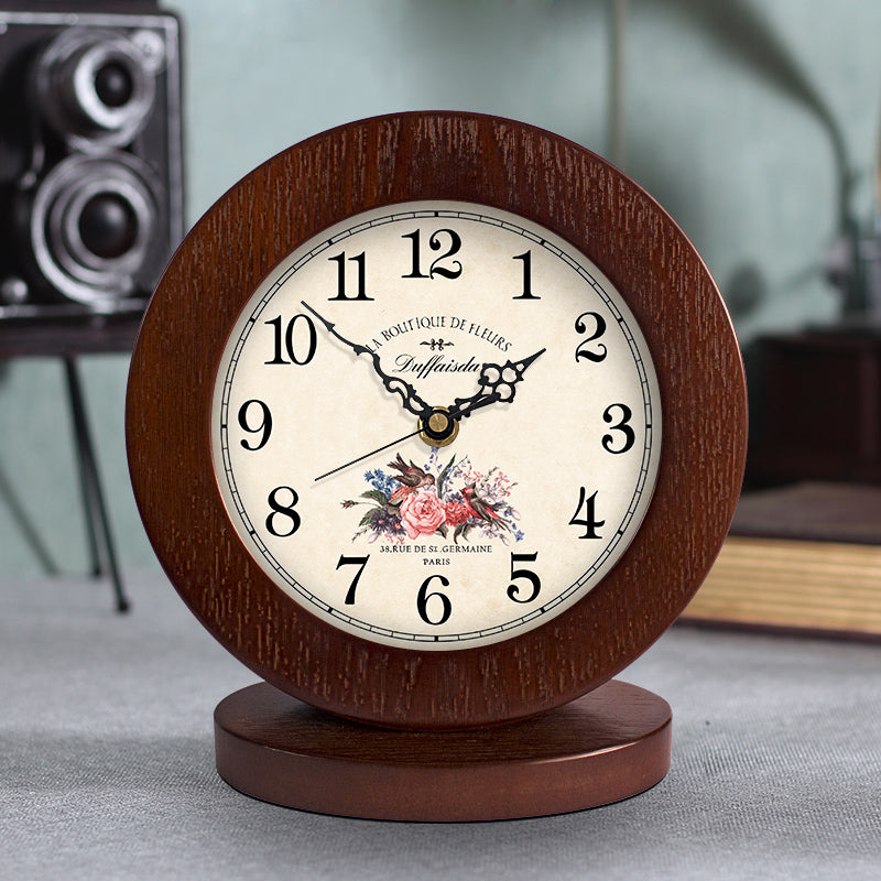 Salon American simple horloge en bois horloge de table Mute Chambre moderne horloge de table