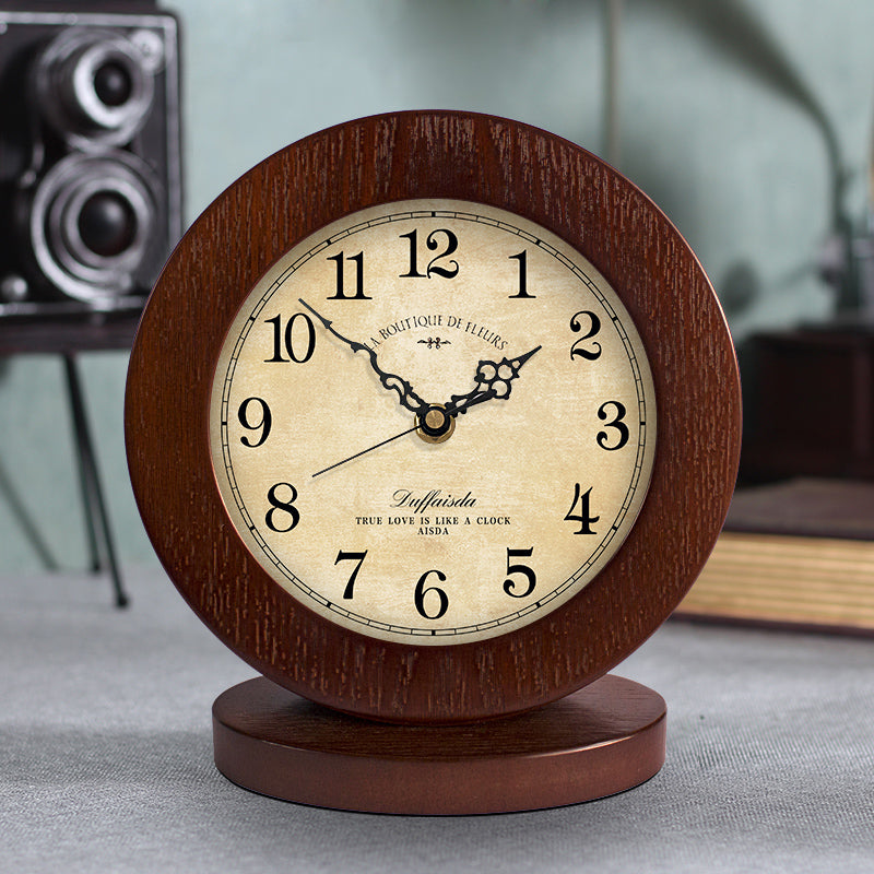 Salon American simple horloge en bois horloge de table Mute Chambre moderne horloge de table