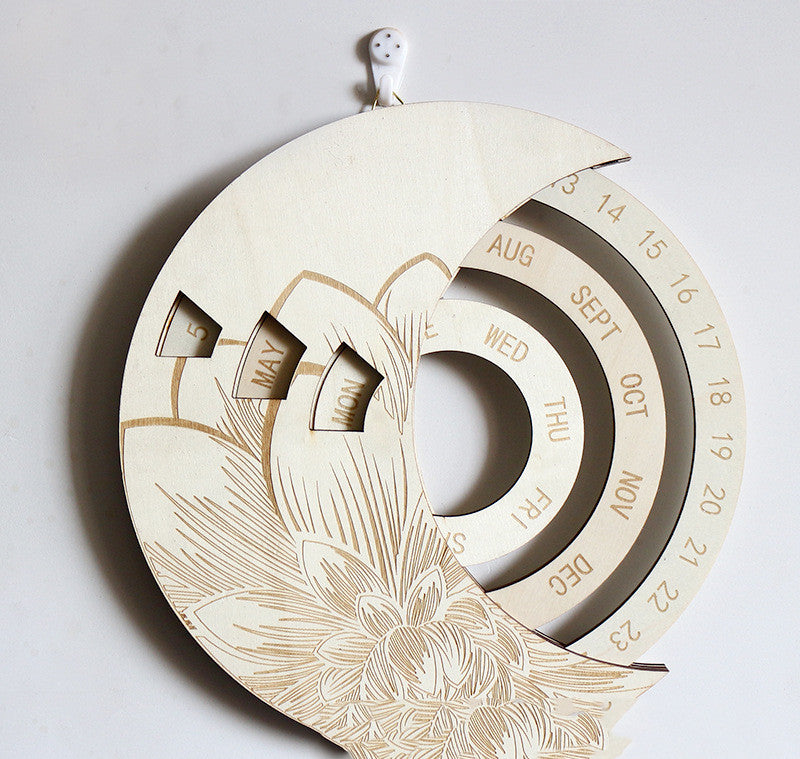 Calendrier mural en bois Calendrier perpétuel rond personnalisé