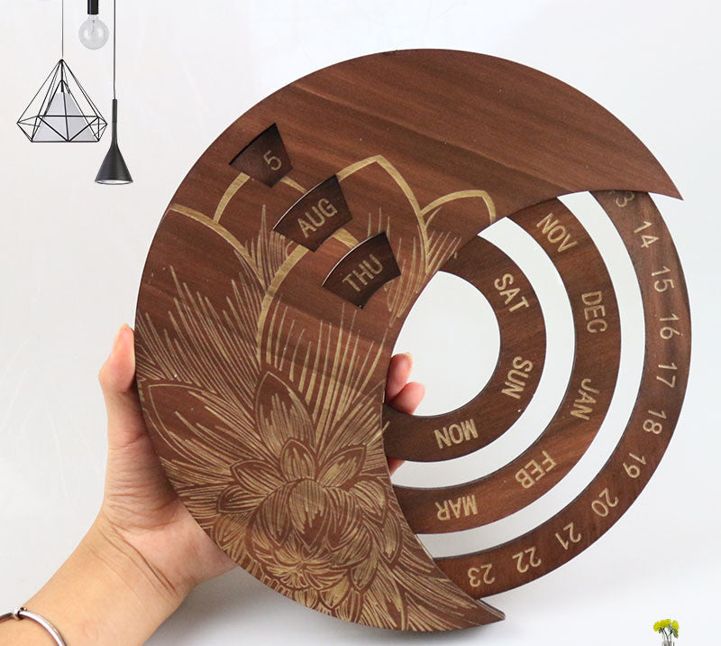 Calendrier mural en bois Calendrier perpétuel rond personnalisé