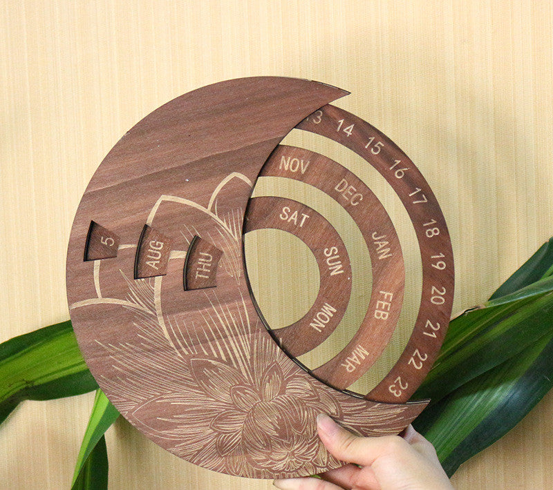 Calendrier mural en bois Calendrier perpétuel rond personnalisé
