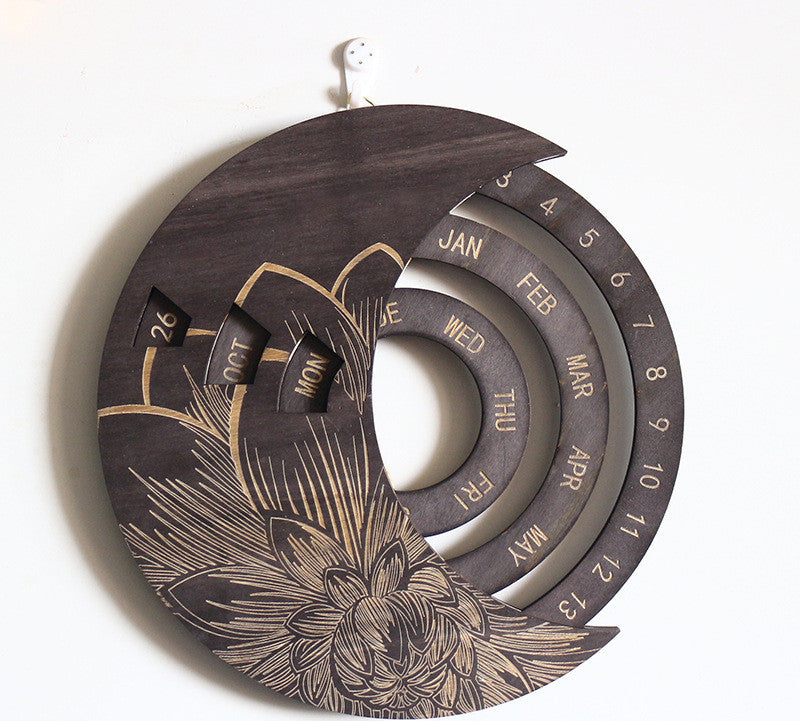 Calendrier mural en bois Calendrier perpétuel rond personnalisé