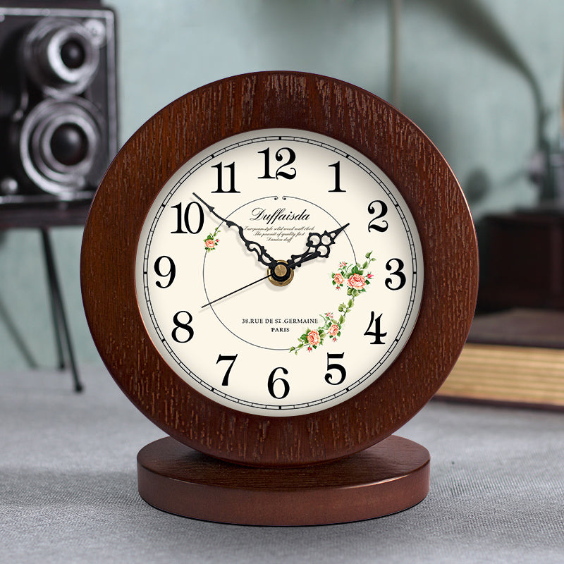 Salon American simple horloge en bois horloge de table Mute Chambre moderne horloge de table