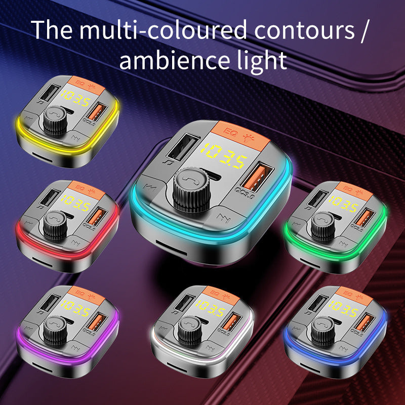 832 Voiture lecteur Mp3 coloré atmosphère respirante mains libres voiture Bluetooth Qc3.0 voiture