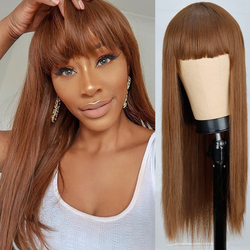 Célébrité nette Femelle Long Cheveux Air Bangs Noir Long Droit Naturel Européen Et américain