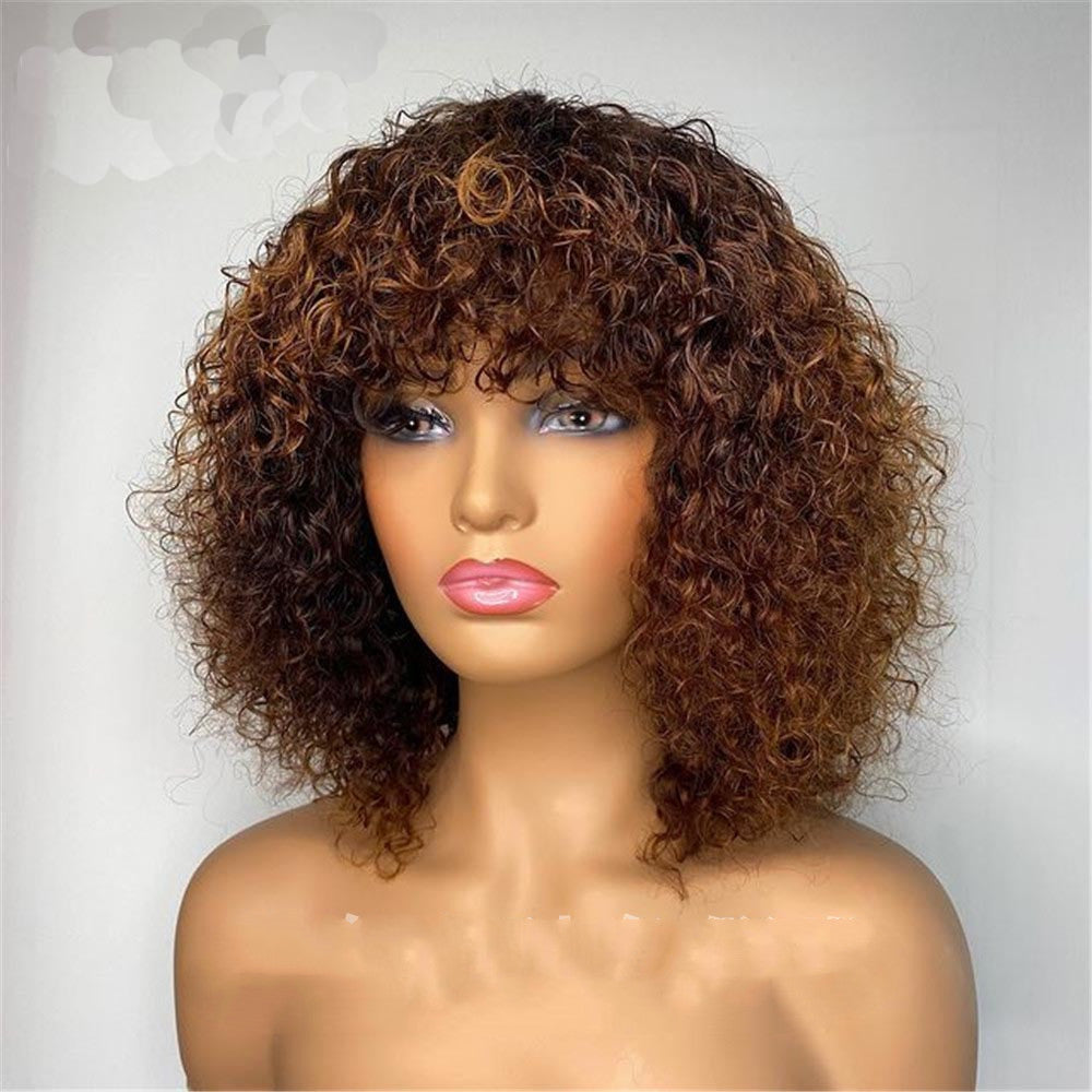Femmes Noir Africain Petit Curly Court Perruque cheveux bouclés Long Perruque cheveux bouclés Court