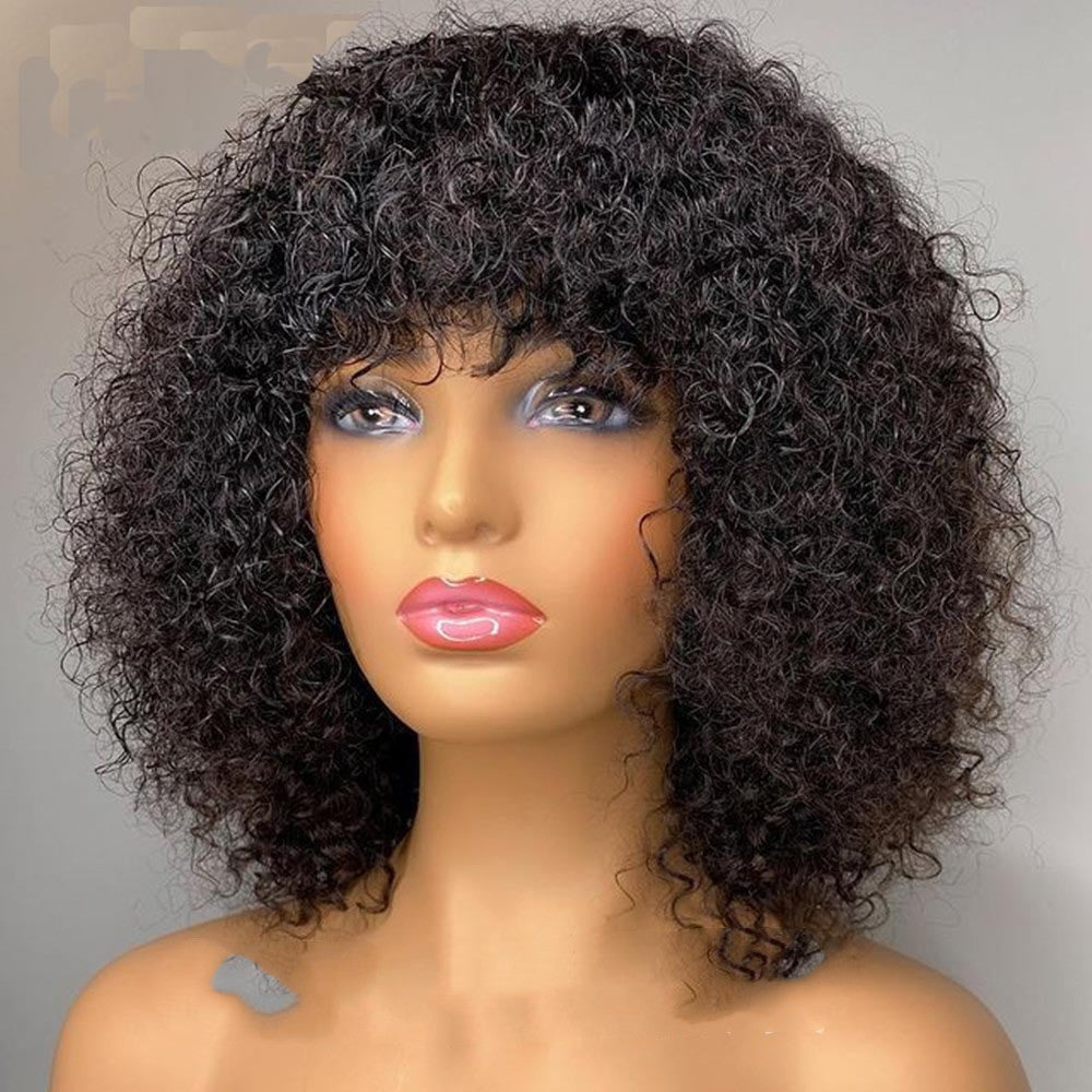 Femmes Noir Africain Petit Curly Court Perruque cheveux bouclés Long Perruque cheveux bouclés Court
