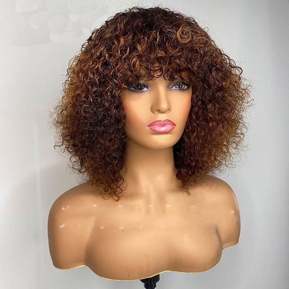 Femmes Noir Africain Petit Curly Court Perruque cheveux bouclés Long Perruque cheveux bouclés Court