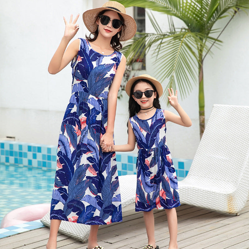 Mère et fille Vacances Plage Veste Longue Jupe