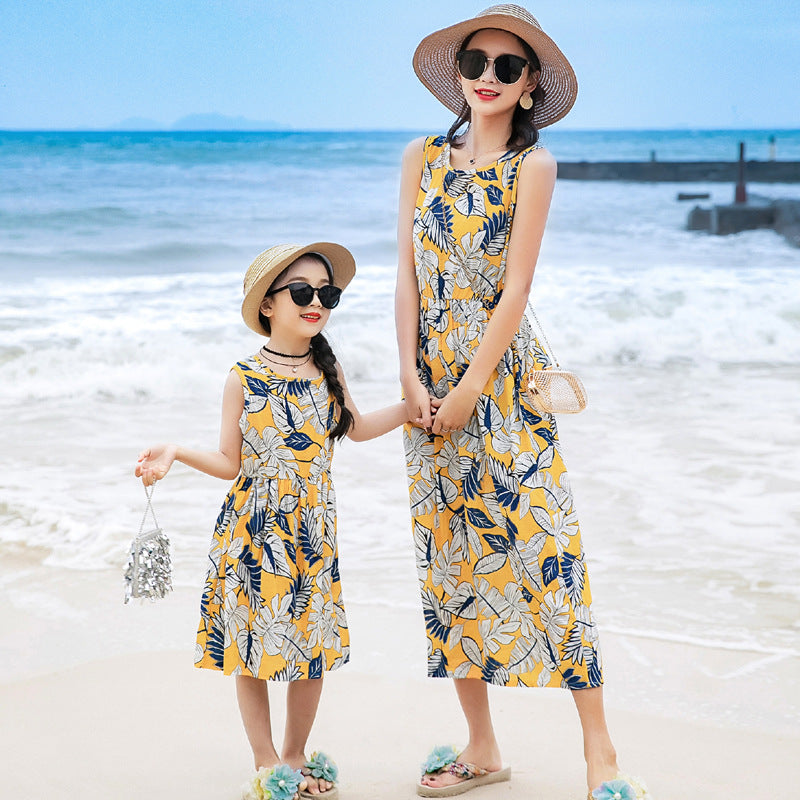 Mère et fille Vacances Plage Veste Longue Jupe