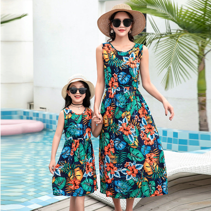 Mère et fille Vacances Plage Veste Longue Jupe