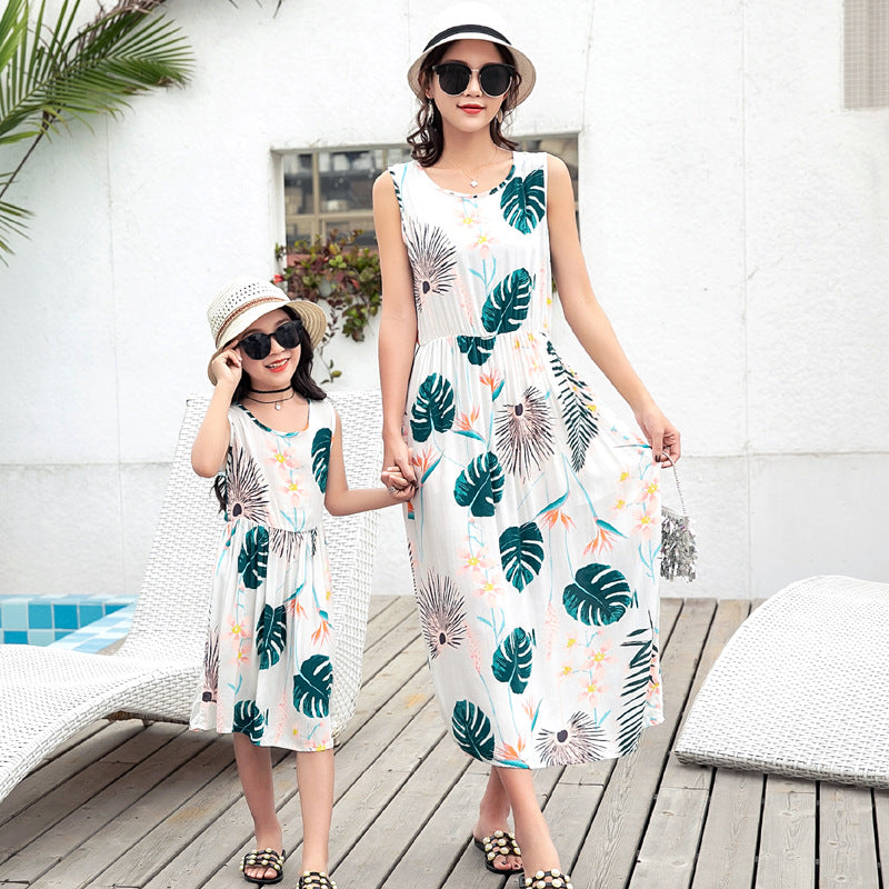 Mère et fille Vacances Plage Veste Longue Jupe