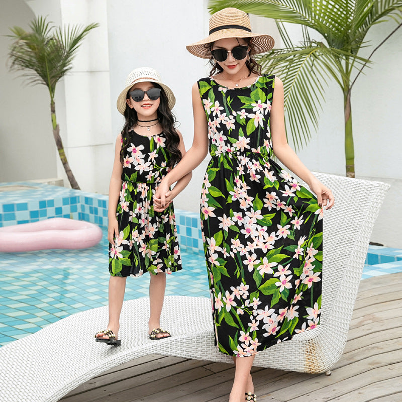 Mère et fille Vacances Plage Veste Longue Jupe